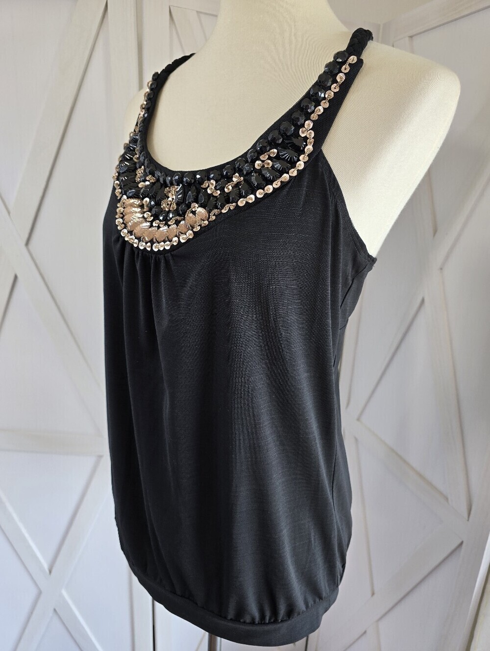 Six Degrees Of Separation Women's Black Embellished Tank Top with Gold Accents - Picture 5 of 11